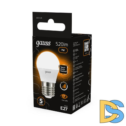 Лампа светодиодная диммируемая Gauss E27 7W 3000K матовая 105102107-S
