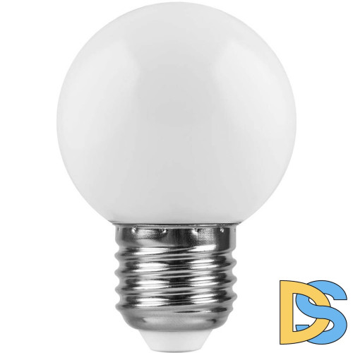Лампа светодиодная Feron Е27 1W 6400K Шар Матовая LB-37 25115