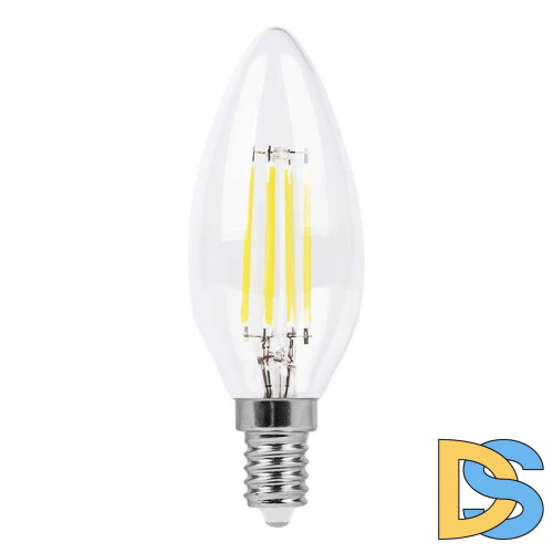 Лампа светодиодная филаментная диммируемая Feron Е14 7W 4000K Свеча Прозрачная LB-166 25871