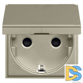 Розетка с заземлением, со шторками, с крышкой ABB Niessen Zenit Шампань