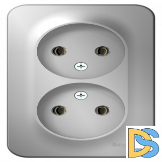 Розетка 2-ая б/з без шторок 16А,250В, изолир пластина Schneider Blanca Алюминий