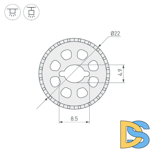 Силиконовый профиль Arlight WPH-FLEX-ROPE-D22-360deg-S8-5m WHITE 048598
