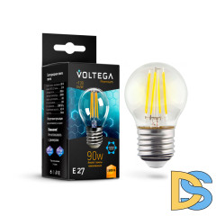 Лампа светодиодная филаментная Voltega E27 7W 2800K шар прозрачный VG10-G45E27warm9W-F 7138