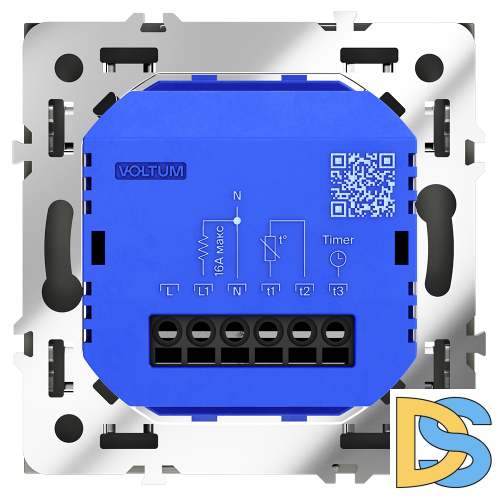 Терморегулятор электронный VOLTUM S70 с индикацией и датчиком, для теплого пола, (титан)