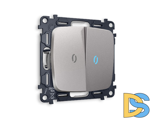 Комплект механизма 2-кл проходного выключателя с подсветкой Ambrella Volt Omega MO504040