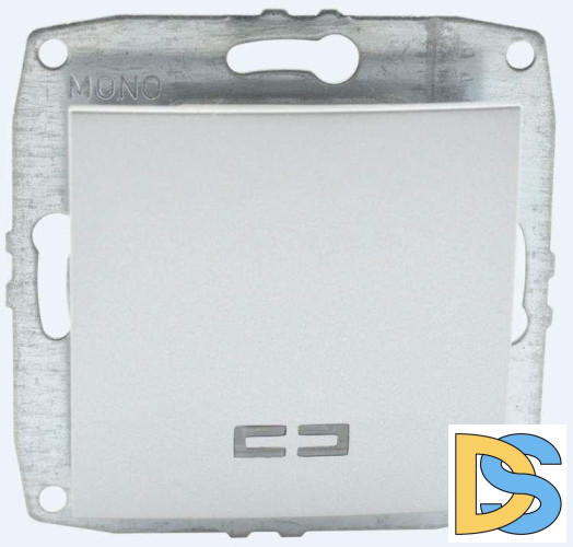 Выключатель одноклавишный с подсветкой Mono Electric Despina-Larissa 10А 250В серебро 500-002125-101