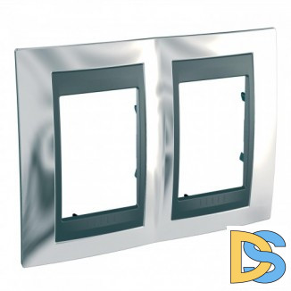 Рамка 2-ая (двойная), Хром/Графит (металл), серия UNICA TOP/CLASS, Schneider Electric
