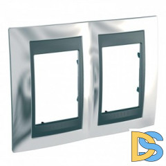 Рамка 2-ая (двойная), Хром/Графит (металл), серия UNICA TOP/CLASS, Schneider Electric