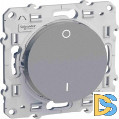 Выключатель 2-полюсный 1-клавишный, Алюминий, серия Odace, Schneider Electric