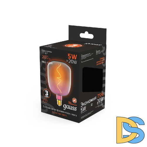 Лампа светодиодная филаментная Gauss E27 5W 1800K розовая 1010802105