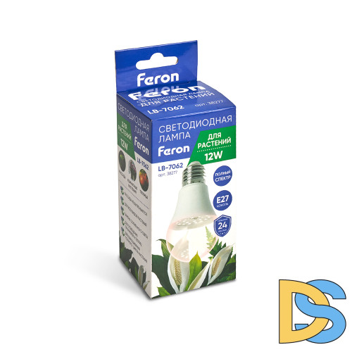 Лампа светодиодная для растений Feron LB-7062 E27 12W полный спектр 38277