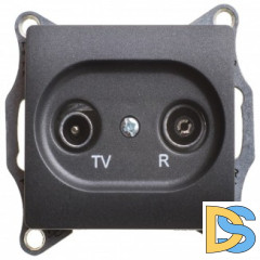 Розетка телевизионная проходная ТV-FМ 4dB, Антрацит, серия Glossa, Schneider Electric