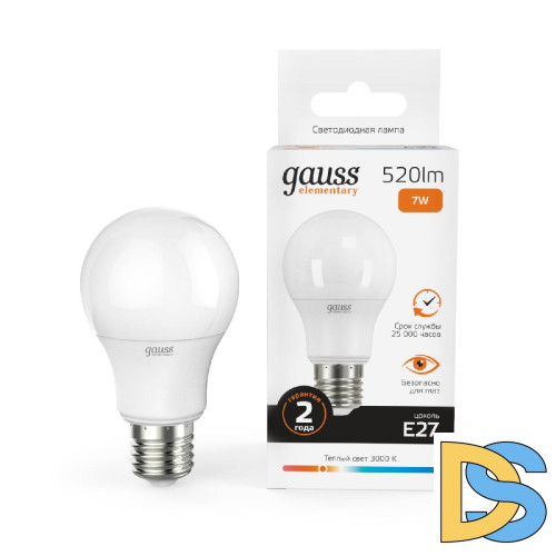 Лампа светодиодная Gauss E27 7W 2700K матовая 23217A