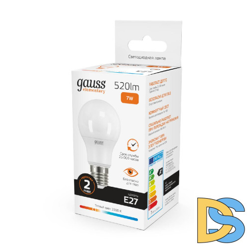 Лампа светодиодная Gauss E27 7W 2700K матовая 23217A