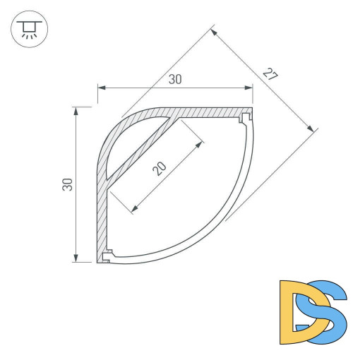 Профиль Arlight ARH-KANT-H30-2000 ANOD 016136