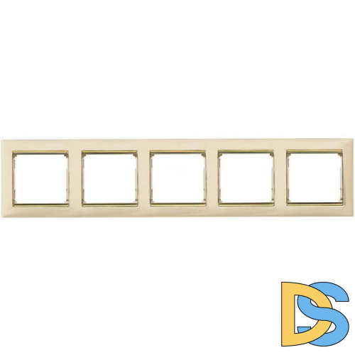 Рамка 5-постовая Legrand Valena слоновая кость/золотой штрих 774155