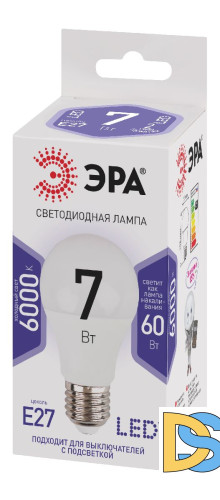 Лампа светодиодная Эра E27 7W 6000K LED A60-7W-860-E27 Б0044087