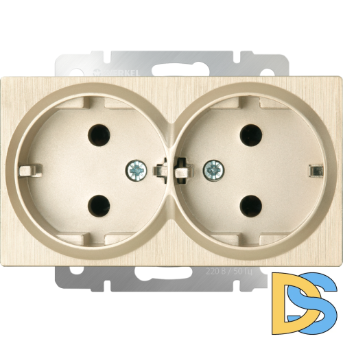 Розетка двойная с заземлением Werkel (шампань рифленый) W1172010