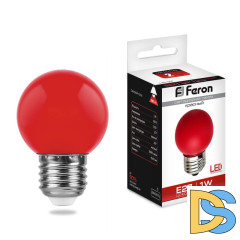 Лампа светодиодная Feron E27 1W Красный Шар Матовая LB-37 E27 1W Красный 25116