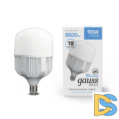 Лампа светодиодная сверхмощная Gauss E40 90W 6500К матовая 11734392