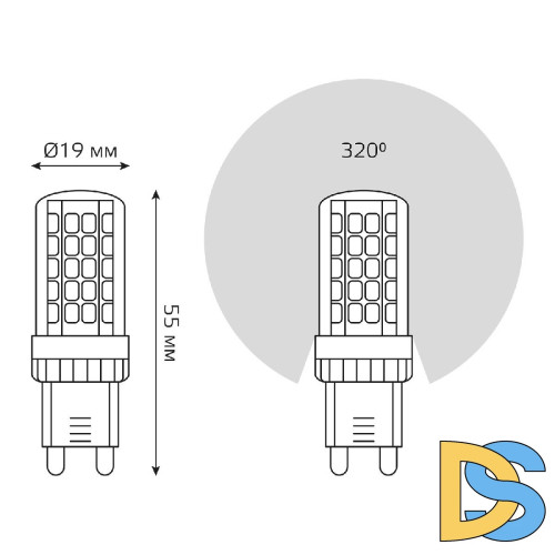 Лампа светодиодная Gauss G9 5,5W 4100К прозрачная 107009206