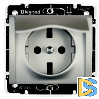 Розетка с заземлением, со шторками, с крышкой, автоматические клеммы Legrand Galea Life - алюминий