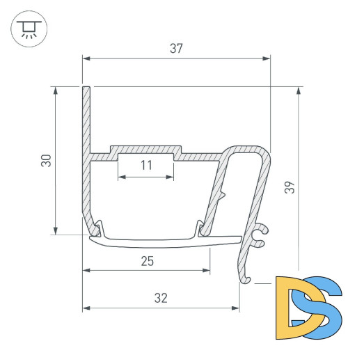 Профиль Arlight STRETCH-S-30-WALL-SIDE-2000 (STEP) 040702