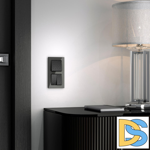 Выключатель Werkel Hammer двухклавишный проходной черный W1222008 4690389162473