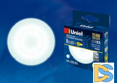 Лампа светодиодная (UL-00001671) Uniel GX53 8W 4000K матовая LED-GX53-8W/NW/GX53/FR PLZ01WH