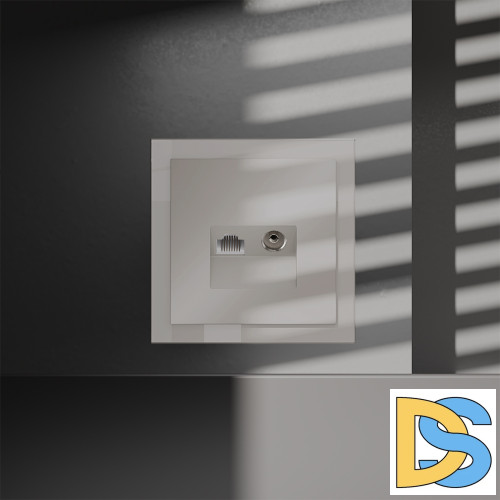 Розетка телевизионная встраиваемая VOLTUM S70 TV+RJ45 кат. 6, (кашемир)