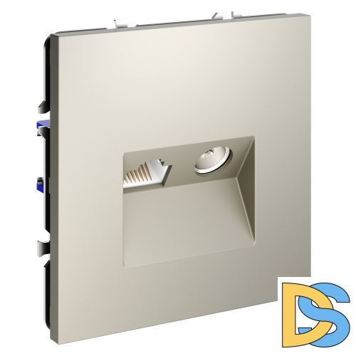 Розетка телевизионная встраиваемая VOLTUM S70 TV+RJ45 кат. 6, (кашемир)