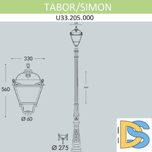 Парковый фонарь Fumagalli Simon U33.205.000.AYH27