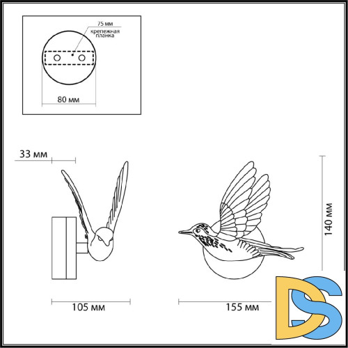 Настенный светильник Odeon Light Colombella 4341/3WL