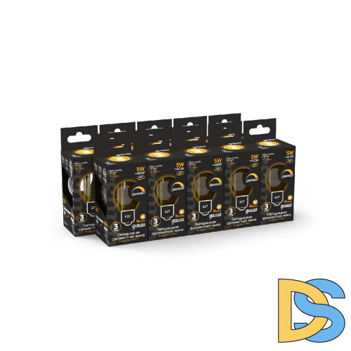 Лампа светодиодная диммируемая Gauss филаментная E27 5W 2700К прозрачная 105802105-D