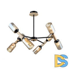 Люстра на штанге IMEX MD.5495-8-S-BK+WOOD