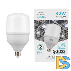Лампа светодиодная Gauss E27 42W 4000K матовая 63224