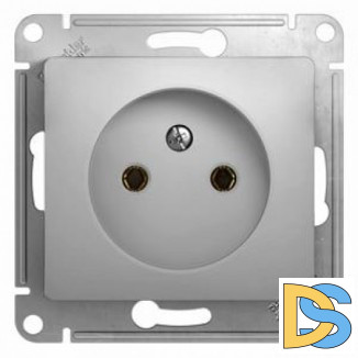 Розетка 1-ая электрическая без заземления, Алюминий, серия Glossa, Schneider Electric