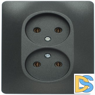 Розетка 2-ая электрическая без заземления, Антрацит, серия Glossa, Schneider Electric