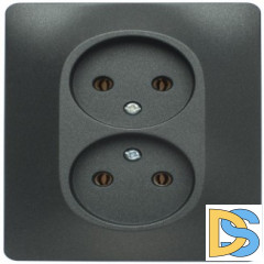 Розетка 2-ая электрическая без заземления, Антрацит, серия Glossa, Schneider Electric