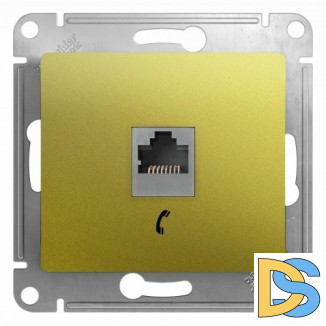 Розетка телефонная 1-ая 4 контакта, RJ-11, Фисташковый, серия Glossa, Schneider Electric