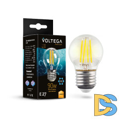 Лампа светодиодная филаментная Voltega E27 6W 2700K шар прозрачный 7223
