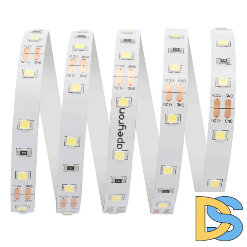 Светодиодная лента Apeyron 12В СТ 4,8Вт/м smd3528, 60д/м IP20 280Лм/м 5м 6500К 00-02
