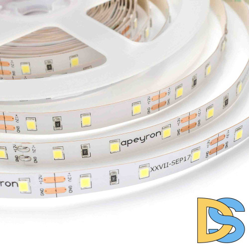 Светодиодная лента Apeyron 12В СТ 4,8Вт/м smd3528, 60д/м IP20 280Лм/м 5м 6500К 00-02