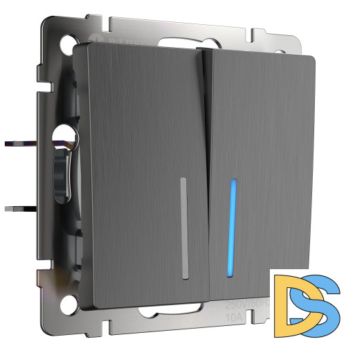 Выключатель двухклавишный Werkel с подсветкой (графит рифленый) W1120104