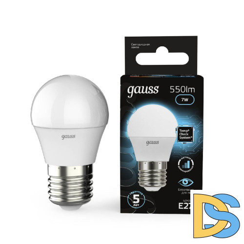 Лампа светодиодная диммируемая Gauss E27 7W 4100K матовая 105102207-S