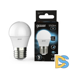 Лампа светодиодная диммируемая Gauss E27 7W 4100K матовая 105102207-S