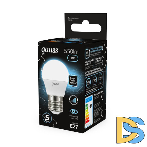 Лампа светодиодная диммируемая Gauss E27 7W 4100K матовая 105102207-S
