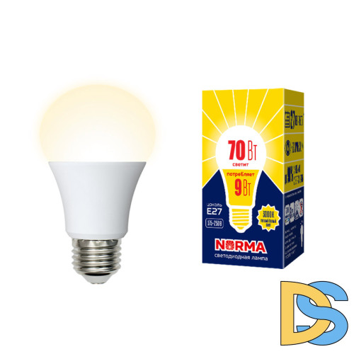 Лампа светодиодная Volpe Norma LED-A60-9W/3000K/E27/FR/NR картон UL-00005622