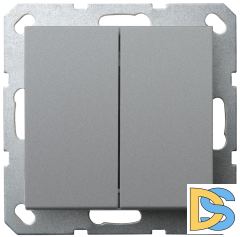 Выключатель проходной двухклавишный Jasmart в комплекте с накладкой 10A 250V ( 6+6 ) цвет алюминий G3022S