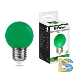 Лампа светодиодная Feron E27 1W Зеленый Шар Матовая LB-37 25117